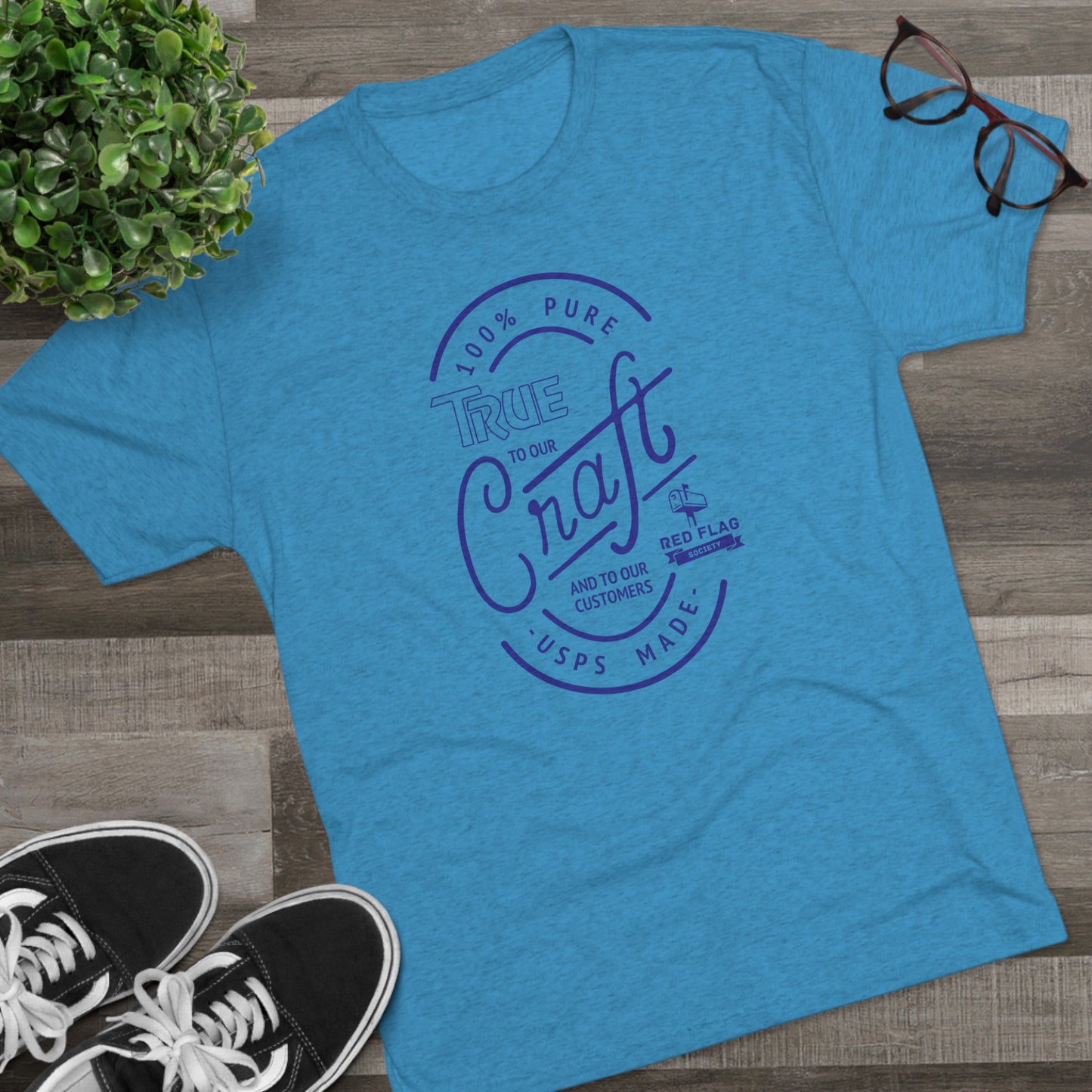 "True in Blue" - Camiseta con cuello redondo de tres mezclas