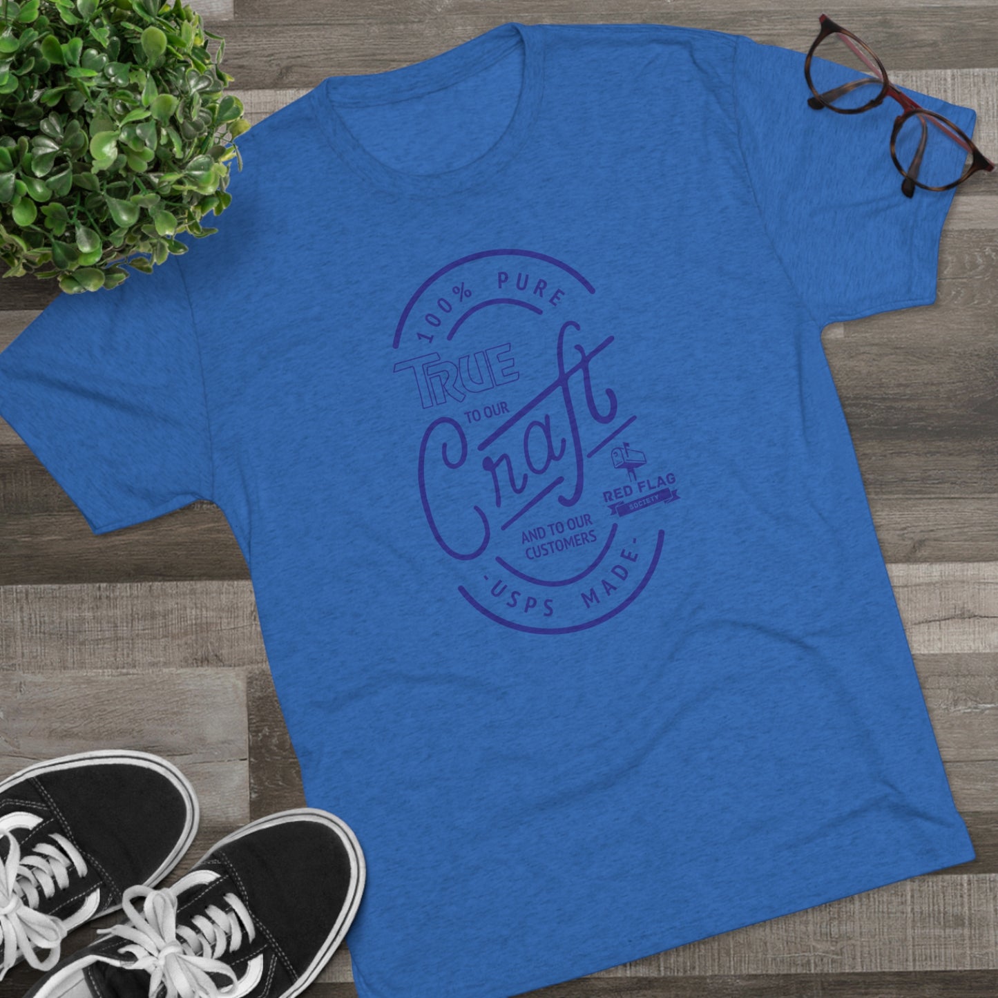 "True in Blue" - Camiseta con cuello redondo de tres mezclas
